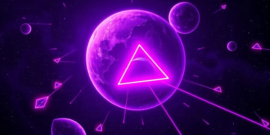 Mini Void — A tiny neon ship against the whole cosmos.